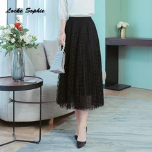 1 шт. эластичные высокие юбки женские плиссированные юбки осенние модные сетчатые сплайсинговые клетчатые черные юбки женские обтягивающие плиссированные юбки