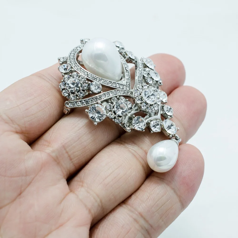 Горный хрусталь Кристал капля свадебная брошь-булавка для женщин ювелирные изделия BR170201