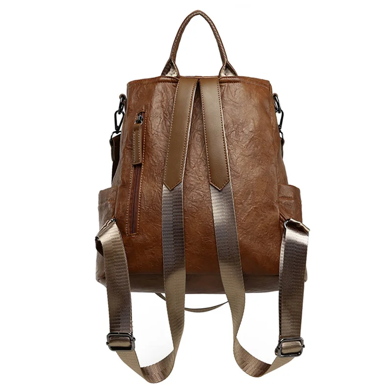 2019 Fashion PU Leather Backpacks High Quality Mochila Escolar School Bags For Teenagers Girls Top-handle Anti Theft Backpack