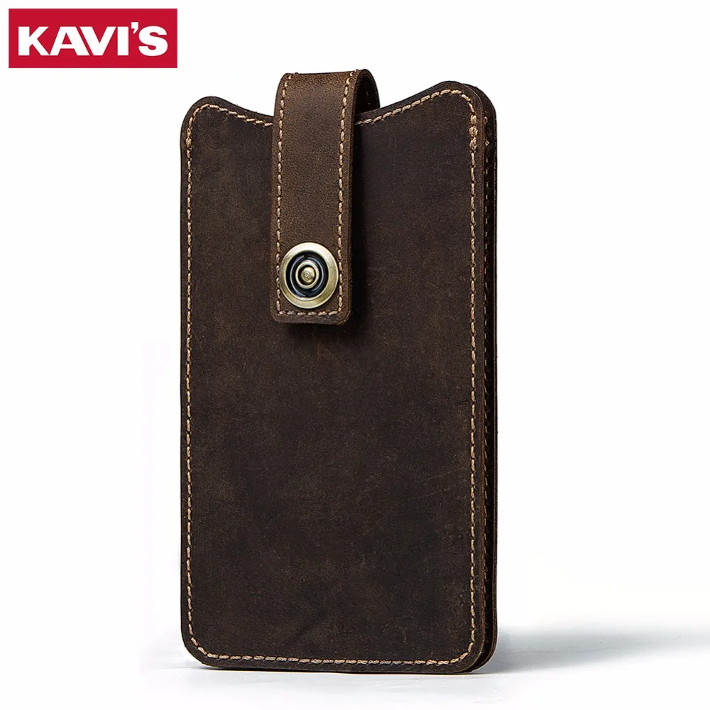 

KAVIS Organizer Genuine Leather Phone Bag Wallet Men Clutch Male Cell Phone Holder Clutch Long Coin Purse Two Pocket Hasp Waist
