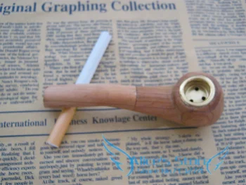 

Free shipping 5pcs/lot wooden Tobacco Smoking Pipe with Metal Bowl Wood Pipes Smoke Wholesale small size Gift For men