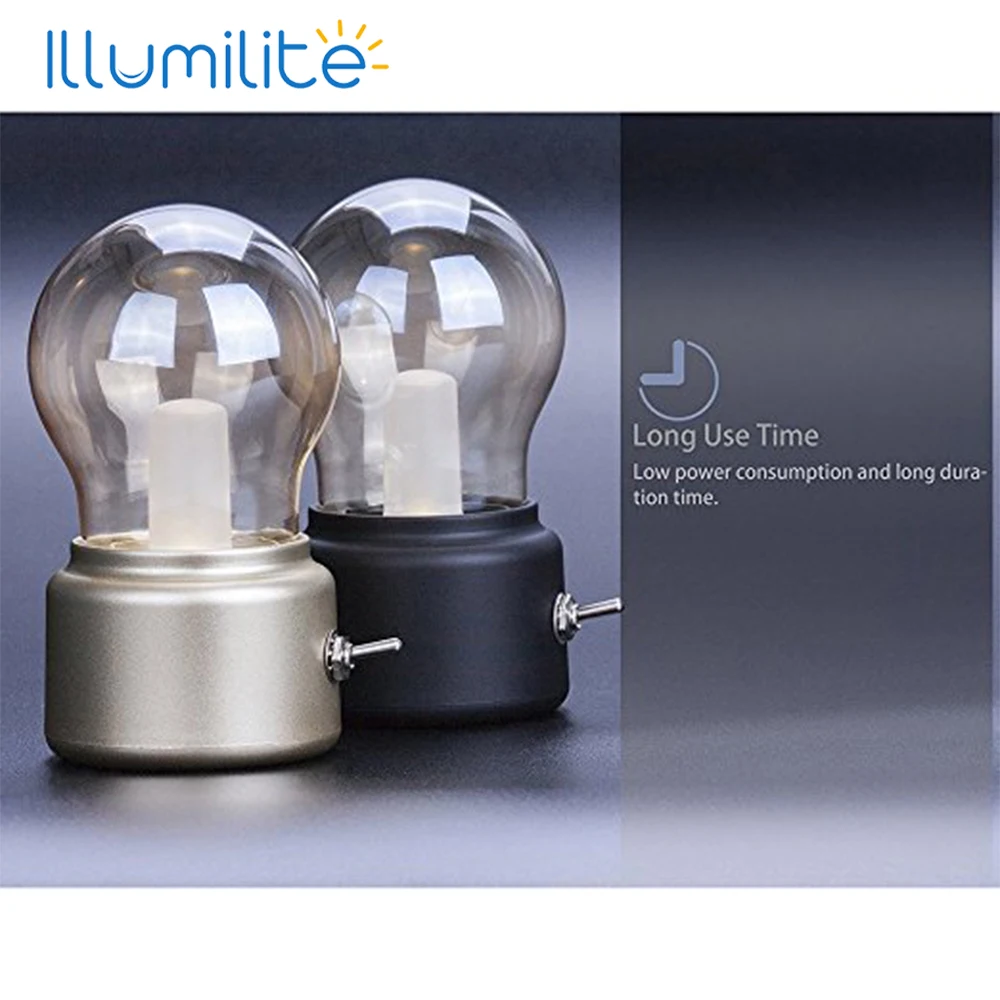 LED Vintage Light Bulb Rechargeable Night Light Safety USB Energy