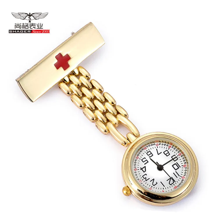Золото медсестра карманные часы Нержавеющая сталь арабскими цифрами Красный Крест Кварц Брошь доктор медсестра карманные брелок часы