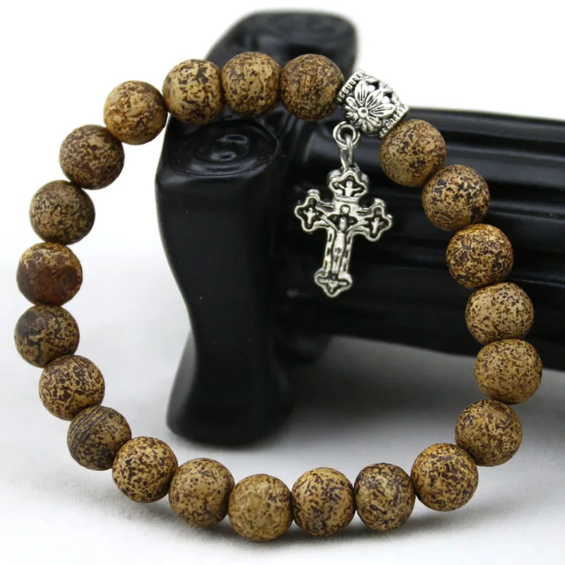 Браслеты из католического камня 8 мм браслет натурального оникса с кулоном в виде
