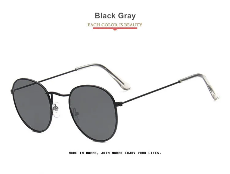 Золотые солнцезащитные очки в металлической оправе Для женщин солнцезащитные очки, зеркальные Круглые Солнцезащитные очки покрытие Светоотражающие солнечные очки в стиле ретро Брендовая Дизайнерская обувь РЕТ - Цвет линз: Black Gray