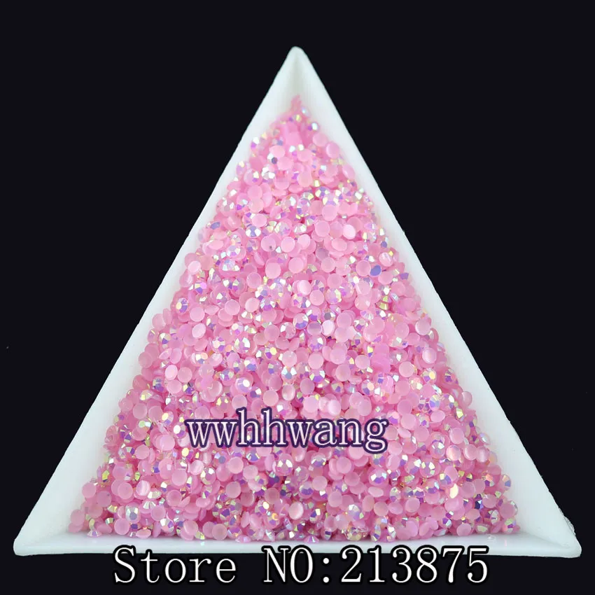 

DIY,1000pcs/bag,SS6,2mm,3D Nail Art Tips,Light pink color jelly ab resin flat back crystal rhinestone"not hotfix" nails use glue