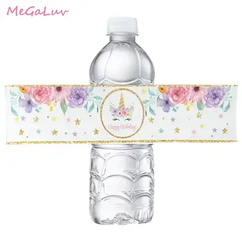 

24pcs Unicorn Party Unicorn Water Bottle Wraps Birthday Unicorn Theme Waterproof Water Bottle Labels Baby Shower Party Supplies