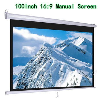 

HD Widescreen 100inch Diagonal 16x9 Pull Down Projection Manual 3D Projector Screen With Auto Self-Lock Suit For Cinema Office