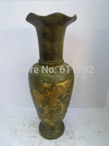 

Folk art Bronze Gilt hand carved Dragon phoenix Vase, Modern Home decoration Flower Vases