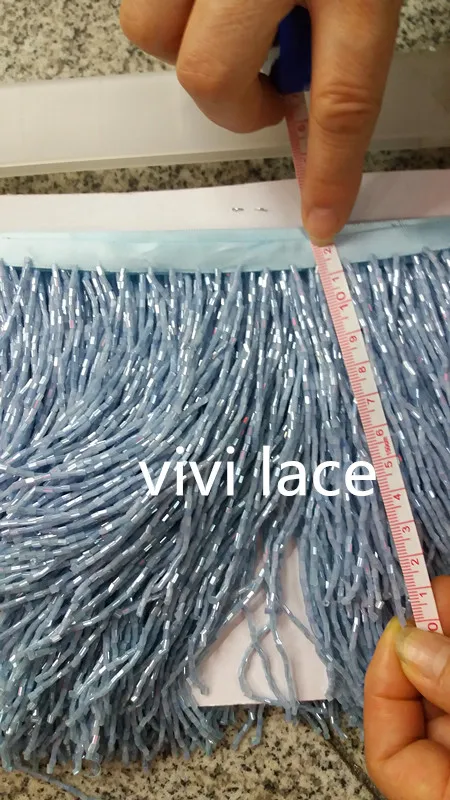 cheap yy005 5yards bag light blue beads tassel fringe 11 12cm width for decoration dress fashion designer