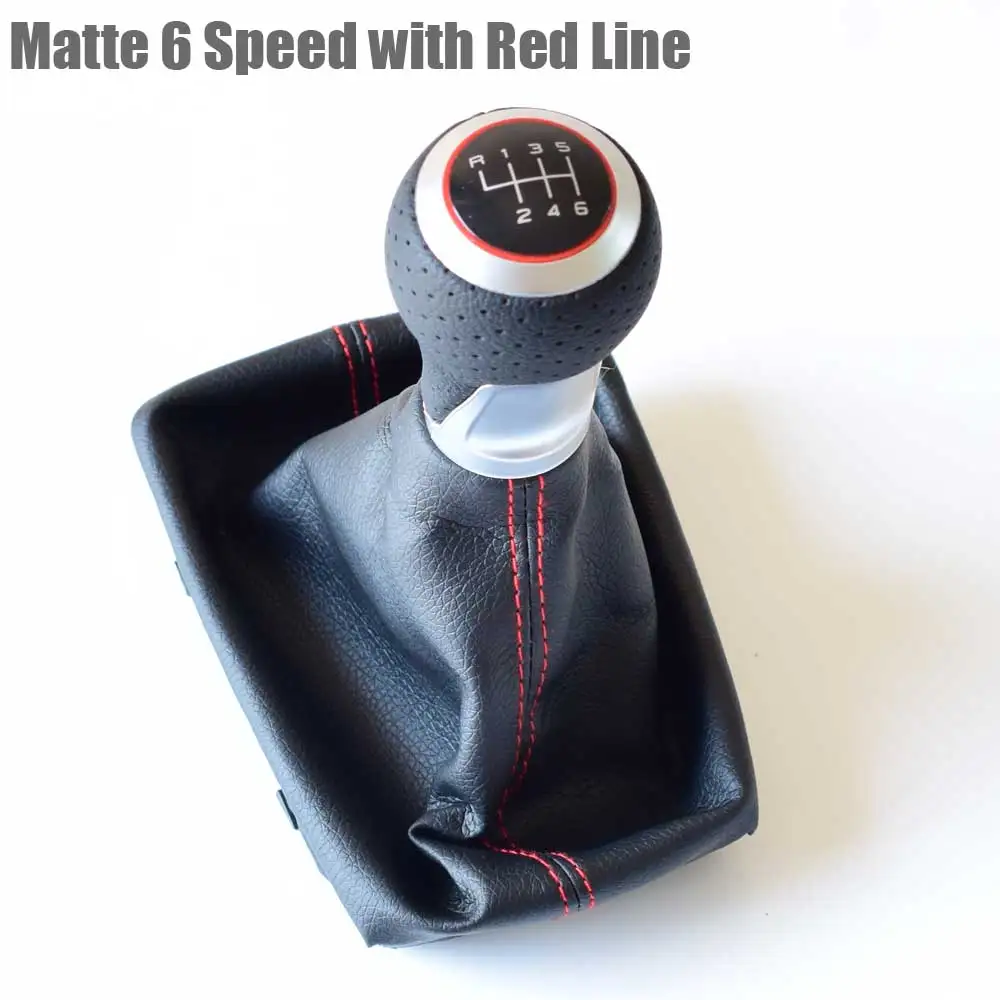 Матовый красный 5/6 скоростей Ручка переключения передач для Audi A4(2001-2008) B6(2001-2005) A6 C5(2001) для Seat Exeo(2011) Leon(2000 - Название цвета: R123456-red matte