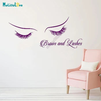 

Elegant Lady Beautiful Eye Decal Brows And Lashes Beauty Grooming Salon Girl Bedroom Decor Removable Vinyl Wall Sticker B598