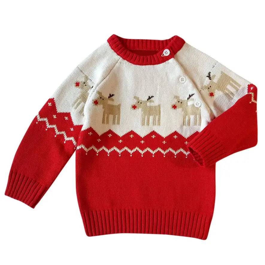 Кнопка для детской одежды унисекс; хлопковое пальто; Рождественский кардиган с оленем; свитер; NO15; Прямая - Цвет: B