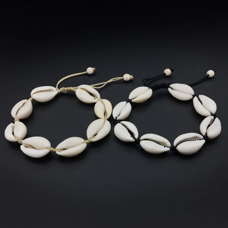 

2019 Drop Shipping Handmade Natural Seashell Hand Knit Bracelet Shells Bracelets Women Accessories Beaded Strand Bracelet