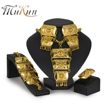 MUKUN Dubai Big gioielli Insieme Dei Monili Indian Collane di Modo Del Braccialetto Orecchini Set Per Le Donne Vestito Nigeria Accessori Da Sposa(China)