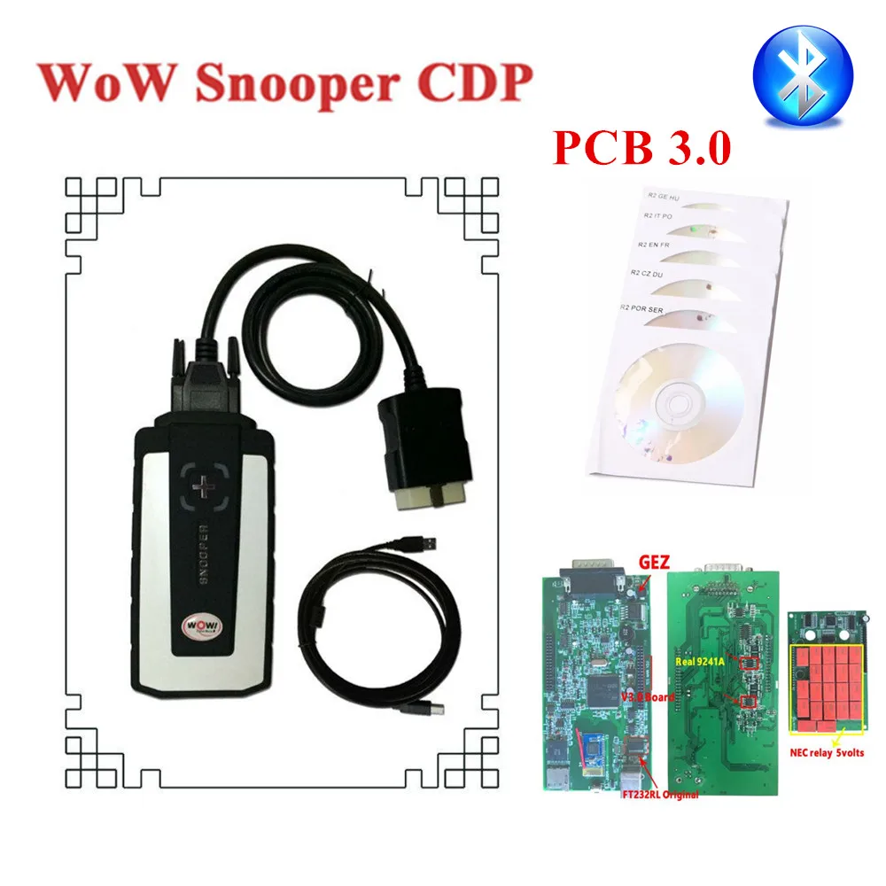 

Best WOW snooper V5.008 r2 with Bluetooth wow SNOOPER Case VD ds150e cdp delphis 2016R0 v3.0 REAL 9241 chip diagnostic tool