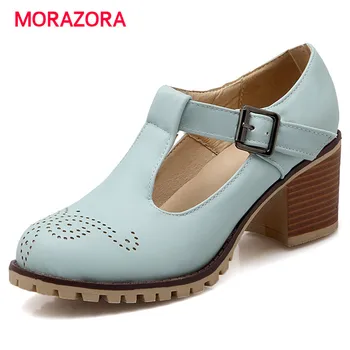 

MORAZORA Big size 34-43 high heels shoes woman fashion retro platform shoes buckle pumps four seasons popular