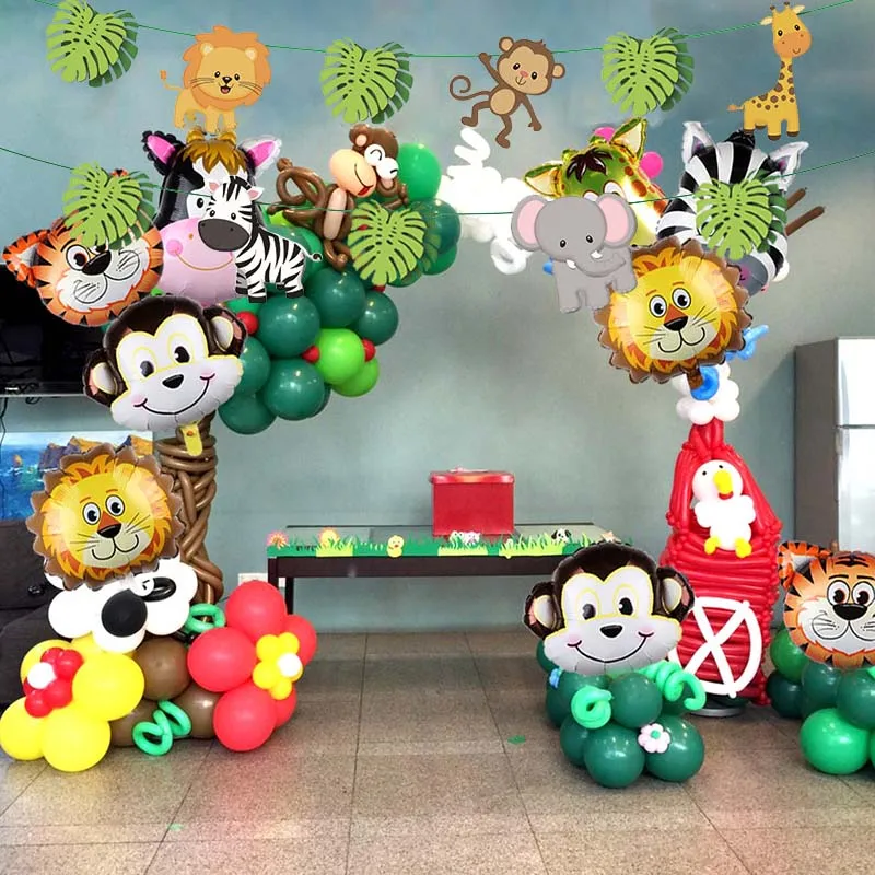 Animal Jungle Party Foil Latex Balloon Decor Jungle Safari
