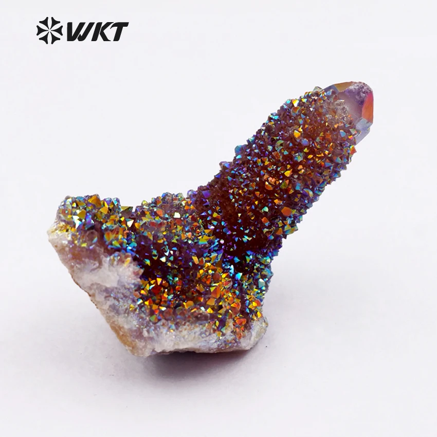 WT-G257 WKT красивые натуральные камни Редкий Натуральный спиртовой кварц с радугой титановый цвет гальванический случайный размер