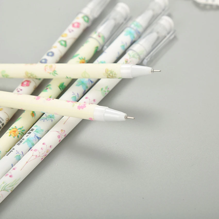 

4pcs/lot Cute Simple Small Floral 0.5mm Flower For School And Office Writing Neutral Pen