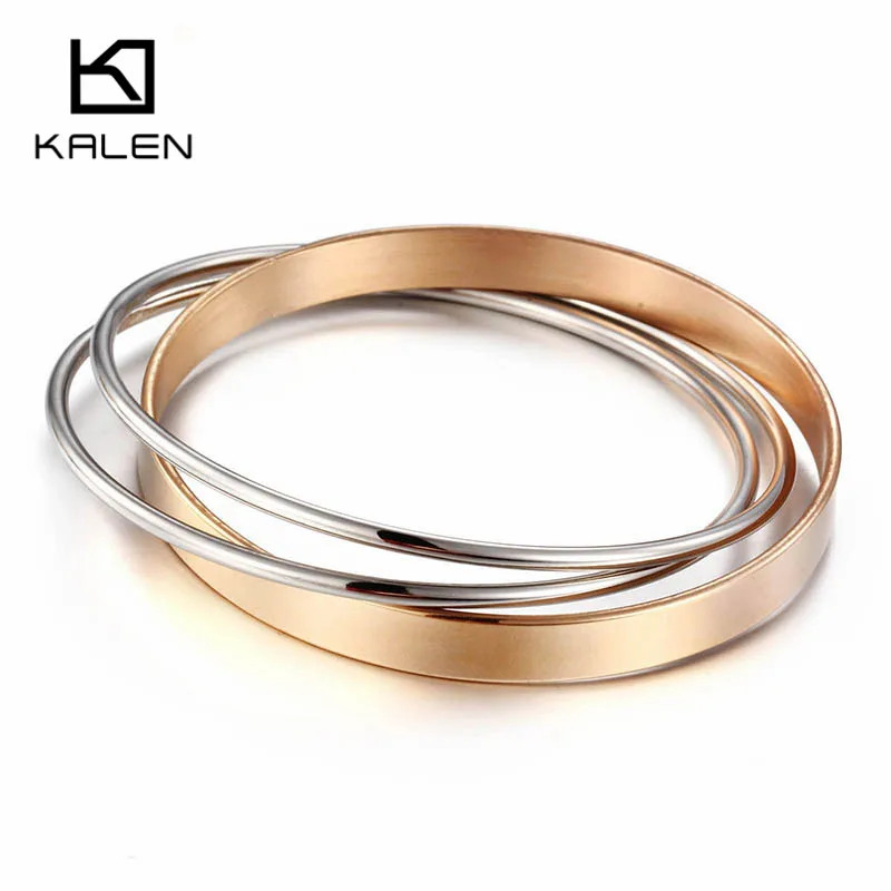 Kalen Lady Stainless Steel Bangle For Wedding Three Layers High Quality