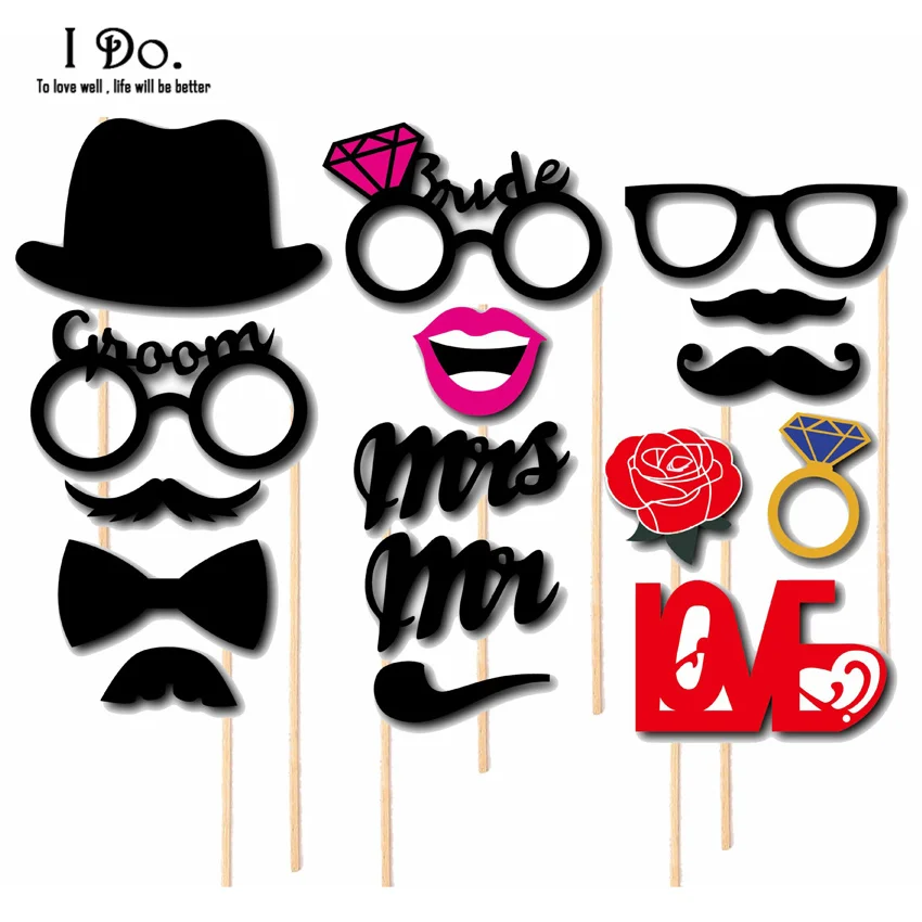 

Free Shipping 16 pcs/lot Photo Booth Props Photobooth For Wedding Decoration Birthday Party Event & Party Supplies