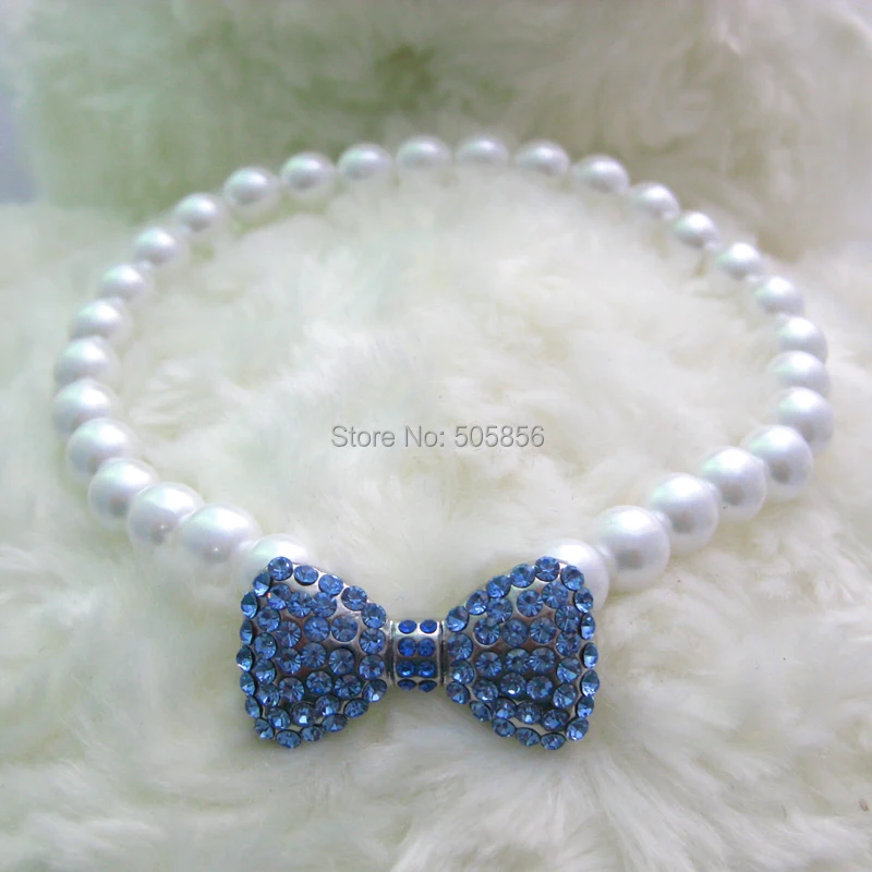 Ожерелье из жемчуга для собаки ошейник кошки украшения щенков Стразы