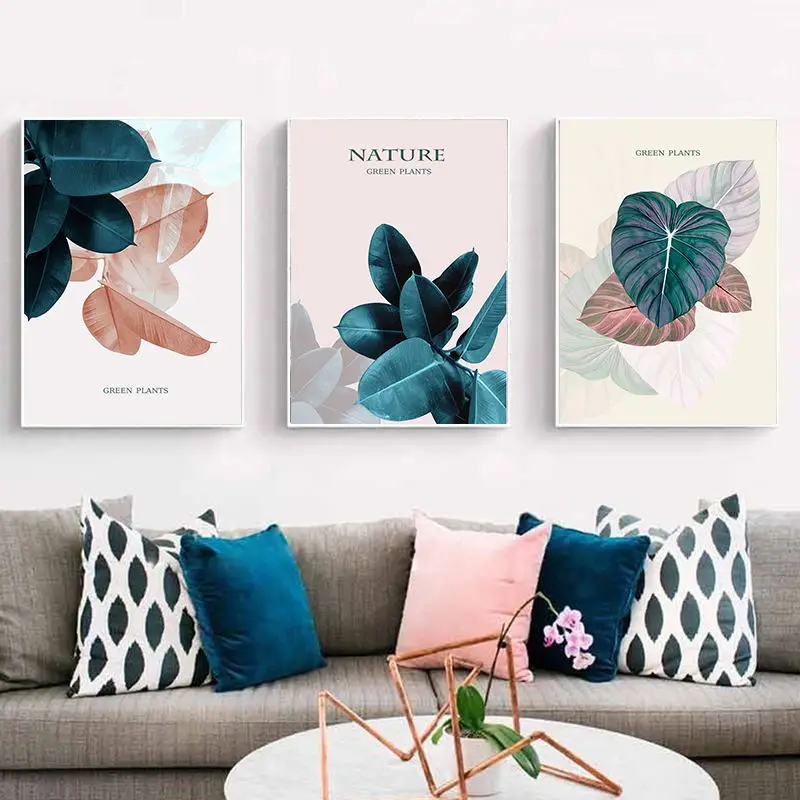 

Modern Minimalistic Colorful Leaves Canvas Painting Art Abstract Print PosterPicture Wall Living Room Bedroom Home Decoration
