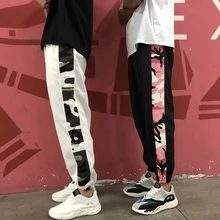 Fashion Casual Men's Cropped Trousers Spring And Autumn New S-2XL Loose Beam Pants Black And White Personality Youth Popular