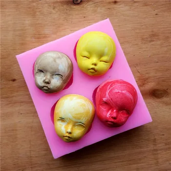 

4 Faces 3D Silicone Mold Cookware Dining Bar Silicone Cake Mold Soap mold Fondant Cake Decorating Tools Bakeware LH23