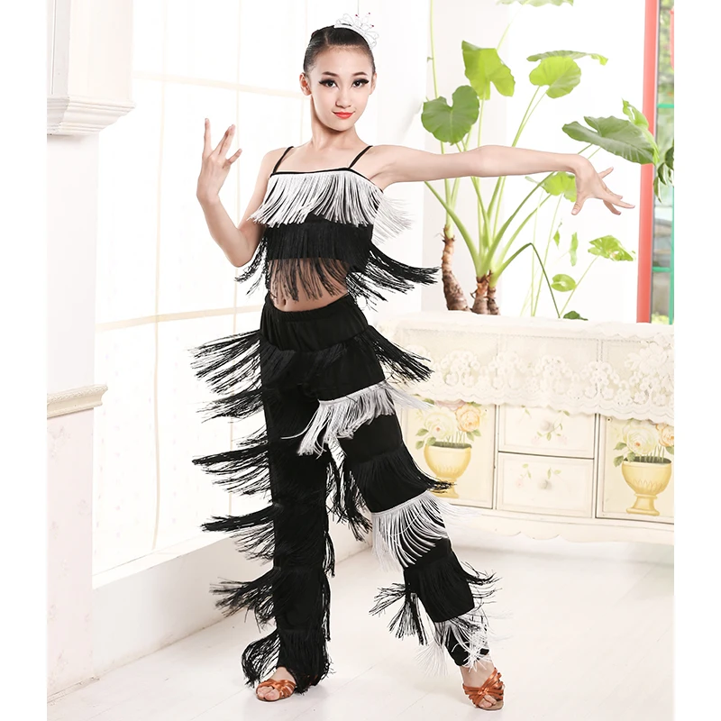 2017 girls tassel uniforms/children dance Latin dance skirts