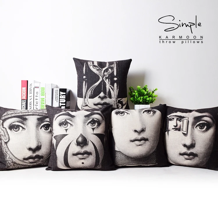 

High Quality Home Textile Milan Fornasetti Design Cotton Linen Artistic Pillow case Fornasetti Pillowcase Fornasetti Cushions