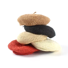 2019 Summer sun Hats For Women Solid color beret Straw Solid French Artist Hat women Casual Spring Holiday Artist Caps Beach hat 2019 Summer sun Hats For Women Solid color beret Straw Solid French Artist Hat women Casual Spring Holiday Artist Caps Beach hat