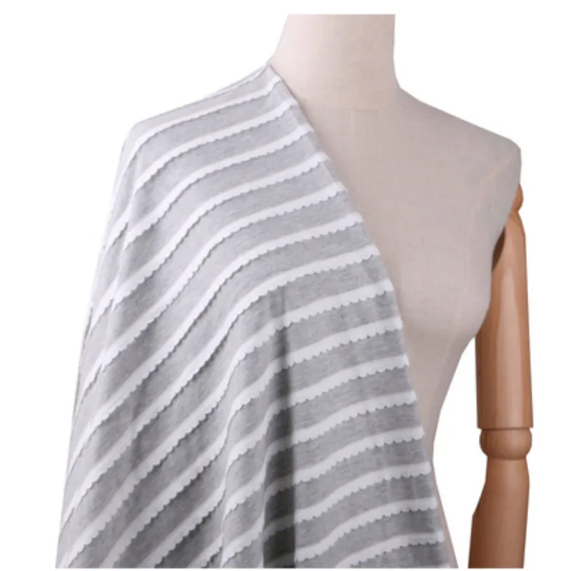 Летняя жаккардовая ткань ступенчатая полосатая хлопковая ткань для женщин тонкая футболка юбка одежда трикотажная ткань - Цвет: Белый