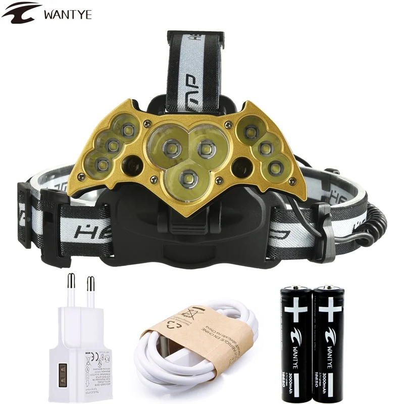 

USB Head lamp Torch 30000Lm 9 XML T6+2Red light LED Headlamp Flashlight Head Lights Rechargeable 18650 sports Camping Lantern