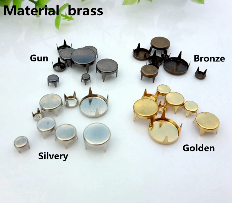 

flat side round brass garment rivet claws stud for bag, shoe,jeans, leather,chocker diy craft chocker decoration accessory
