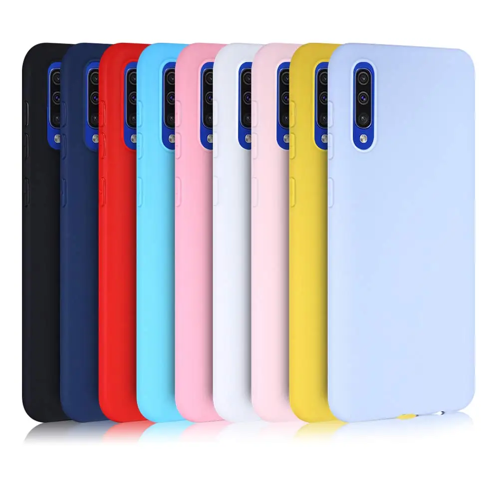 

Silicone Case For Samsung Galaxy A50 A30 A40 A10 A20 A70 Solid Candy A20e M20 A7 2018 Note 10 S8 S9 S10 Plus S10e 5G Cases Cover