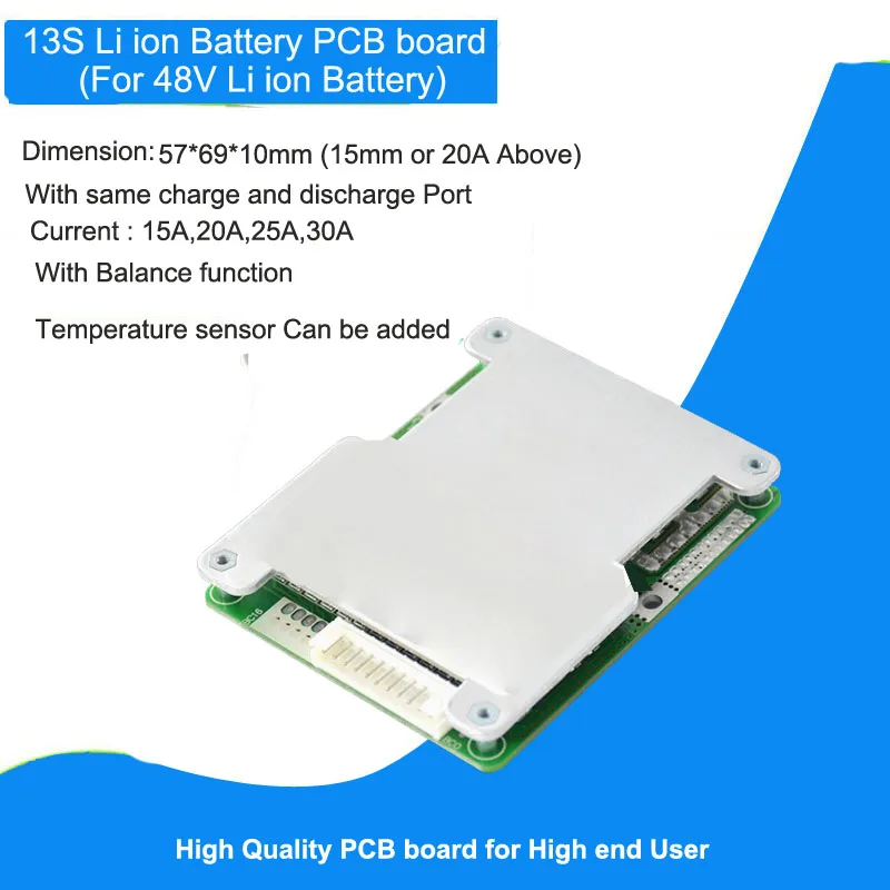 

48V 13S BMS with 20A to 30A constant charge current lithium ion battery Balance board 54.6V controller for electric bike