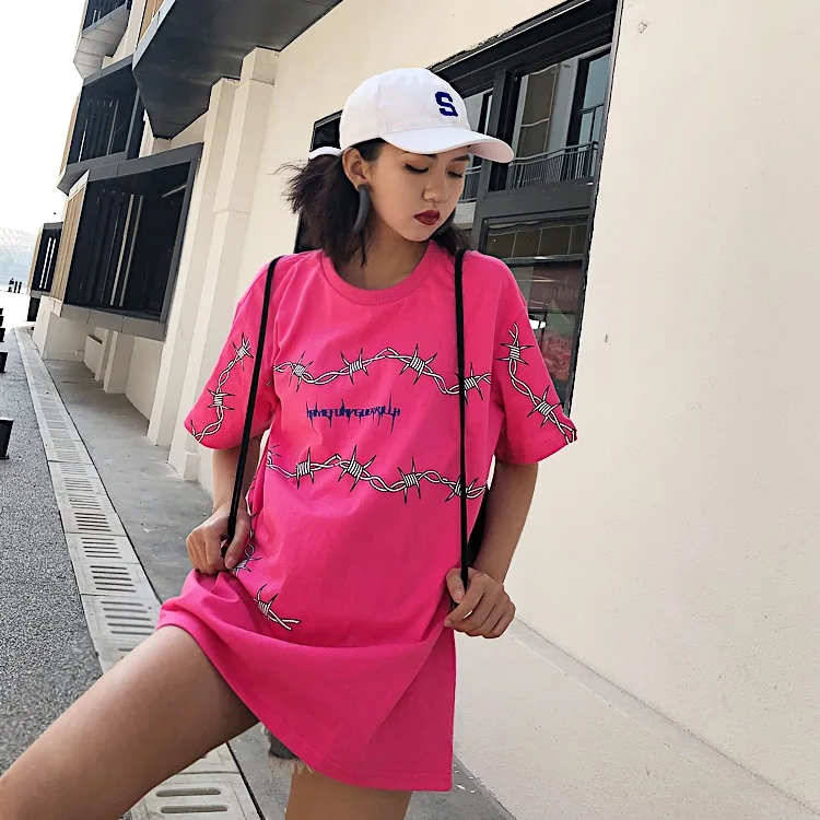 

Jasmine 2019 spring tide brand T-shirt and strange girl loose hoop sleeve stamp five tees