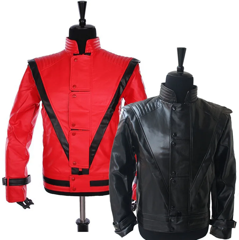 Редкий классический MJ Майкл костюм Джексон Триллер красный и черный Куртка для фанатов имитатор лучший подарок одежда на Хэллоуин - Цвет: Black and Red