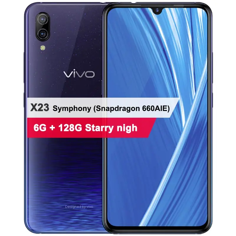 VIVO X23 мобильный телефон 6,4" 6G Оперативная память 128G Встроенная память 24.8MP Камера Snapdragon 660 Octa core 3500 мА/ч, два задние фары мощностью 12+ 13 Мп сотовый телефон