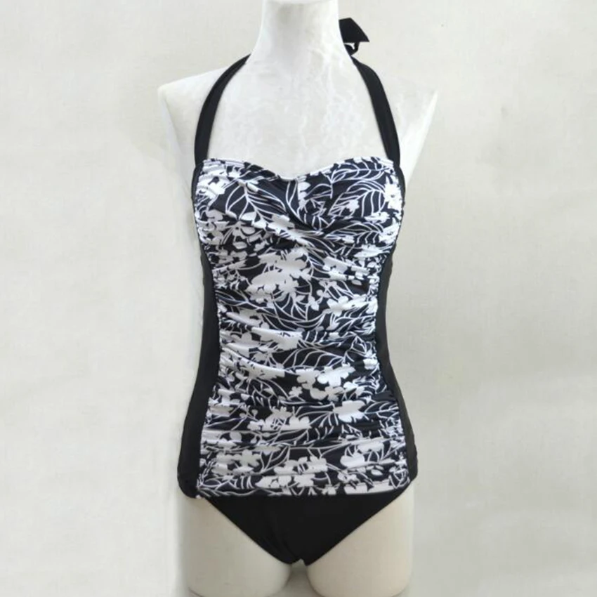 Women's Sexy One Piece Black Print Floral Slim Bodysuits Suits