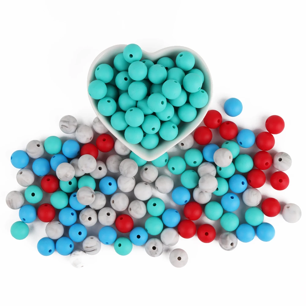 

40pcs 12mm Slicone Teething Beads Silicone Pacifier Clips Craft Set Nursing Mom Accessories Food Grade Silicone Dropship