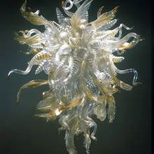 Заказная прозрачная Янтарная цветная художественная стеклянная люстра с выдувным стеклом, светодиодный светильник