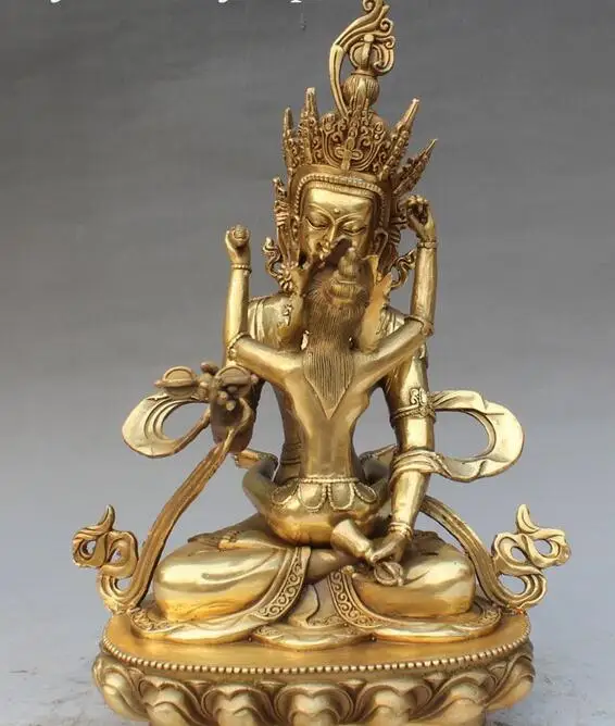 12&quot; Chinese Bronze Vajradhara Vajrabhairava Goddess Yab Yum Happy