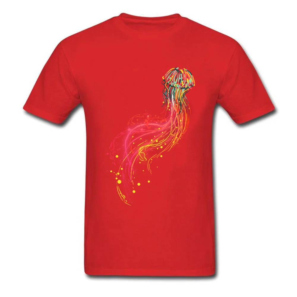 Neon Jellyfish Prevalent Mens Top T-shirts Round Neck Short Sleeve Pure Cotton T Shirt Printed T-shirts Free Shipping Neon Jellyfish red