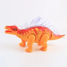 Электрический динозавров игрушки реалистичное ходьбы звучание мигает Стегозавр модели Пластик детей Электронные Интерактивные животные Домашние животные