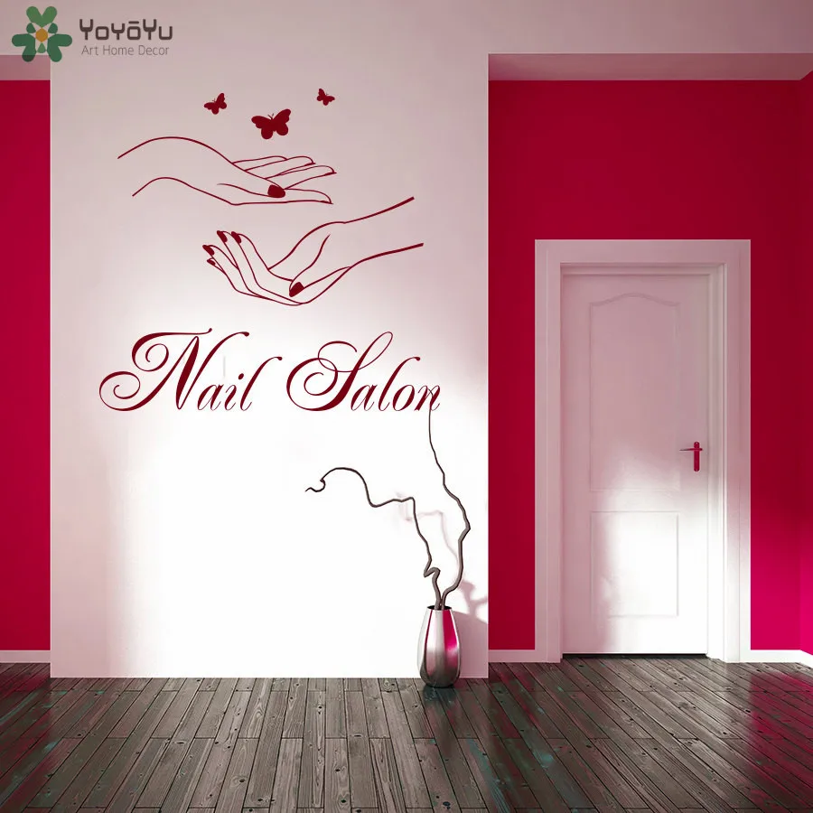 Nails Salon Vinyl Wall Sticker Beauty Manicure Butterflies On The Wall