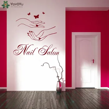 

Nails Salon Vinyl Wall Sticker Beauty Manicure Butterflies On The Wall Decal Bedroom Salon wall Decor Room Decoration JM13