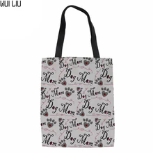 Женская Повседневная многоразовая сумка для покупок Летняя Пляжная Сумочка собака кость принт лапа холщовые сумки на плечо для спасенная собака
